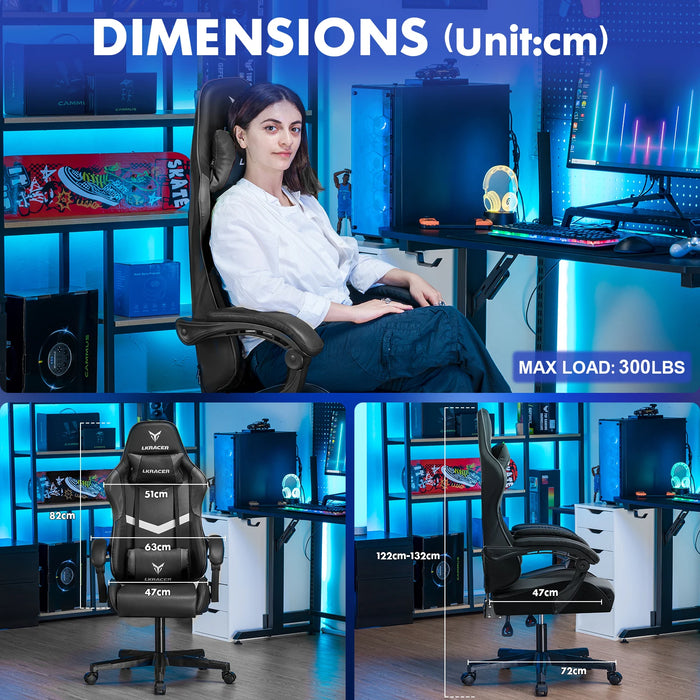 LUCKRACER Elite Gaming Chair, Ergonomic Recliner with Massage & Lumbar Support, image 2