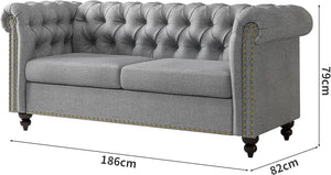 Victoria Chesterfield 2-Seater Sofa – Elegant Button-Back Linen Settee