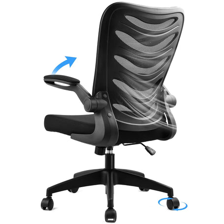 ErgoFlex Mesh Office Chair – Space-Saving Swivel Chair with Flip-Up Armrests