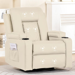 COMHOMA Recliner Armchair – Heated Massage Rocking Chair with Swivel & Footrest