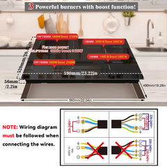 Karinear 4-Burner Induction Hob – Built-in Electric Cooktop with FlexZone & Boost, 7200W