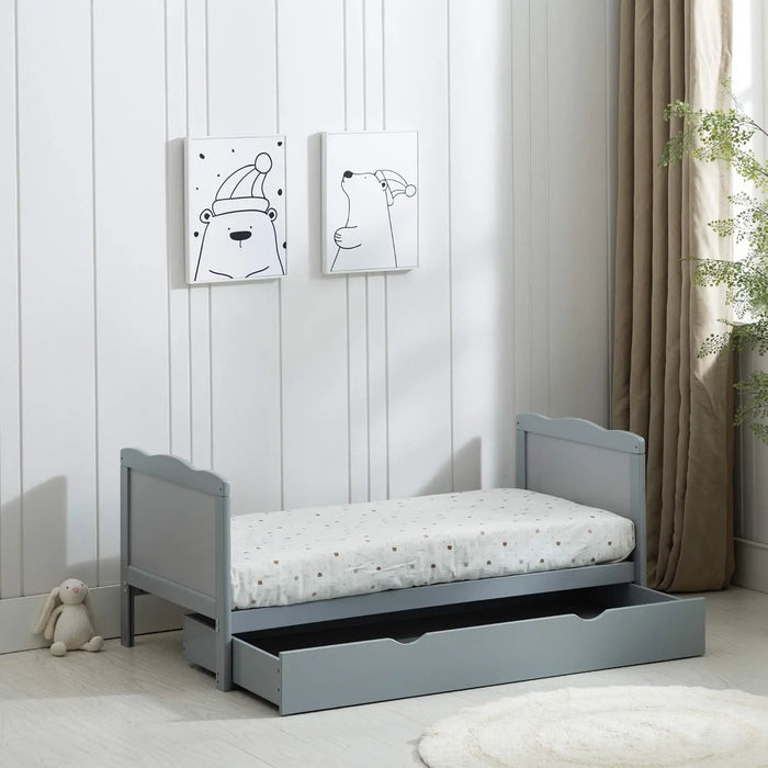 Wooden Cot Bed with Drawer & Mattress, Converts to Toddler Bed, image 2