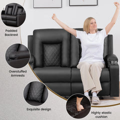COMHOMA 2-Seater Recliner Sofa – Faux Leather Lounge Suite