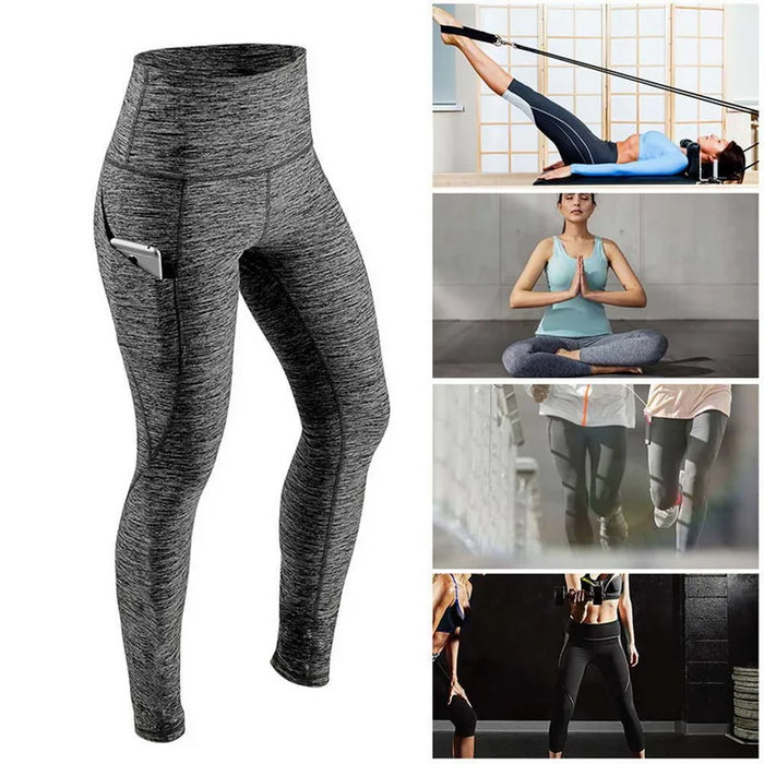 Women's High-Waisted Seamless Gym Leggings, Yoga Tights with Pockets, image 2