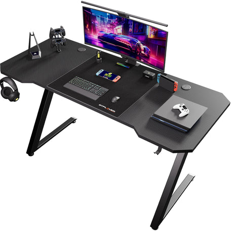 GTPLAYER Z-Frame Gaming Desk – Carbon Fibre Surface with Headphone Hook