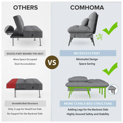 COMHOMA 3-Seater Fabric Sofa Bed – Adjustable Futon with Upgraded Frame