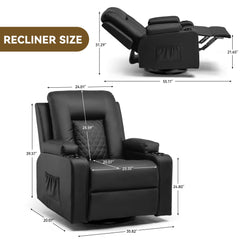 COMHOMA Recliner Armchair – Heated Massage Rocking Chair with Swivel & Footrest
