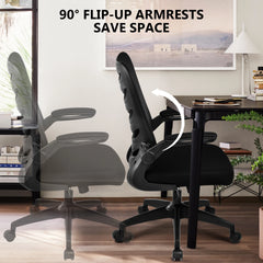ErgoFlex Mesh Office Chair – Space-Saving Swivel Chair with Flip-Up Armrests