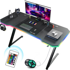 GTPLAYER Z-Frame Gaming Desk – Carbon Fibre Surface with Headphone Hook