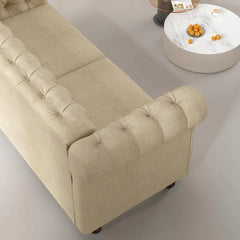 Victoria Chesterfield 2-Seater Sofa – Elegant Button-Back Linen Settee