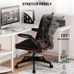ErgoFlex Mesh Office Chair – Space-Saving Swivel Chair with Flip-Up Armrests