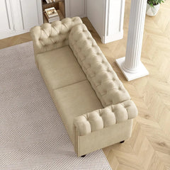 Victoria Chesterfield 2-Seater Sofa – Elegant Button-Back Linen Settee