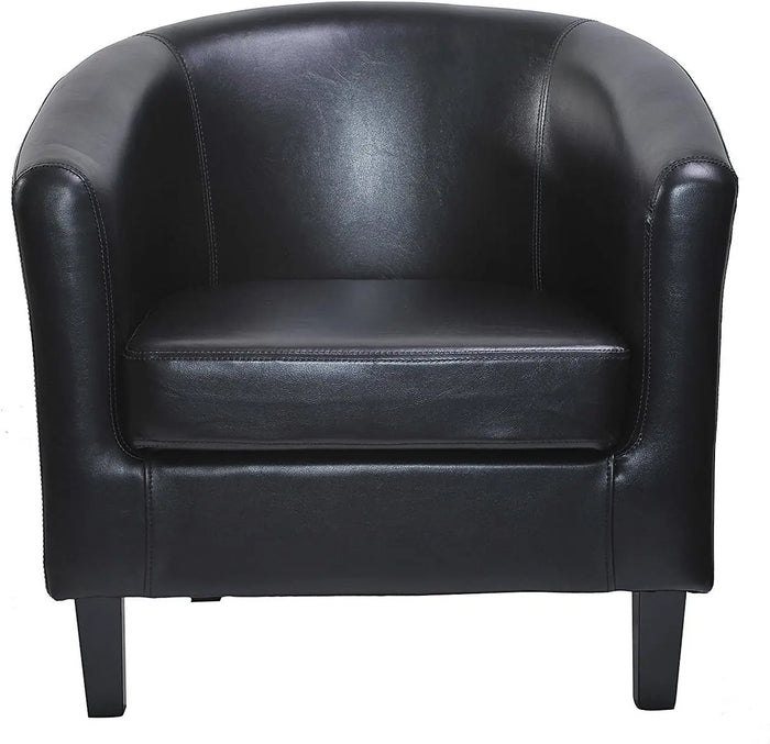 MCC Direct Black PU Leather Tub Chair, Stylish Upholstered Armchair