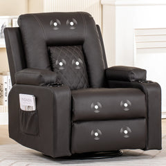 COMHOMA Recliner Armchair – Heated Massage Rocking Chair with Swivel & Footrest