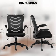 ErgoFlex Mesh Office Chair – Space-Saving Swivel Chair with Flip-Up Armrests