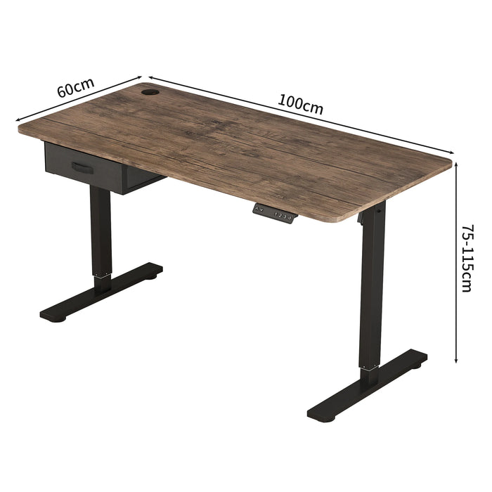 Electric Height Adjustable Standing Desk, Sit-Stand Office Desk with USB & Drawer, image 2