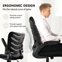 ErgoFlex Mesh Office Chair – Space-Saving Swivel Chair with Flip-Up Armrests