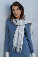 Alpaca Plaid Scarf – Undyed Natural Fibres, Brushed Finish