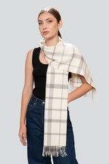 Alpaca Plaid Scarf – Undyed Natural Fibres, Brushed Finish