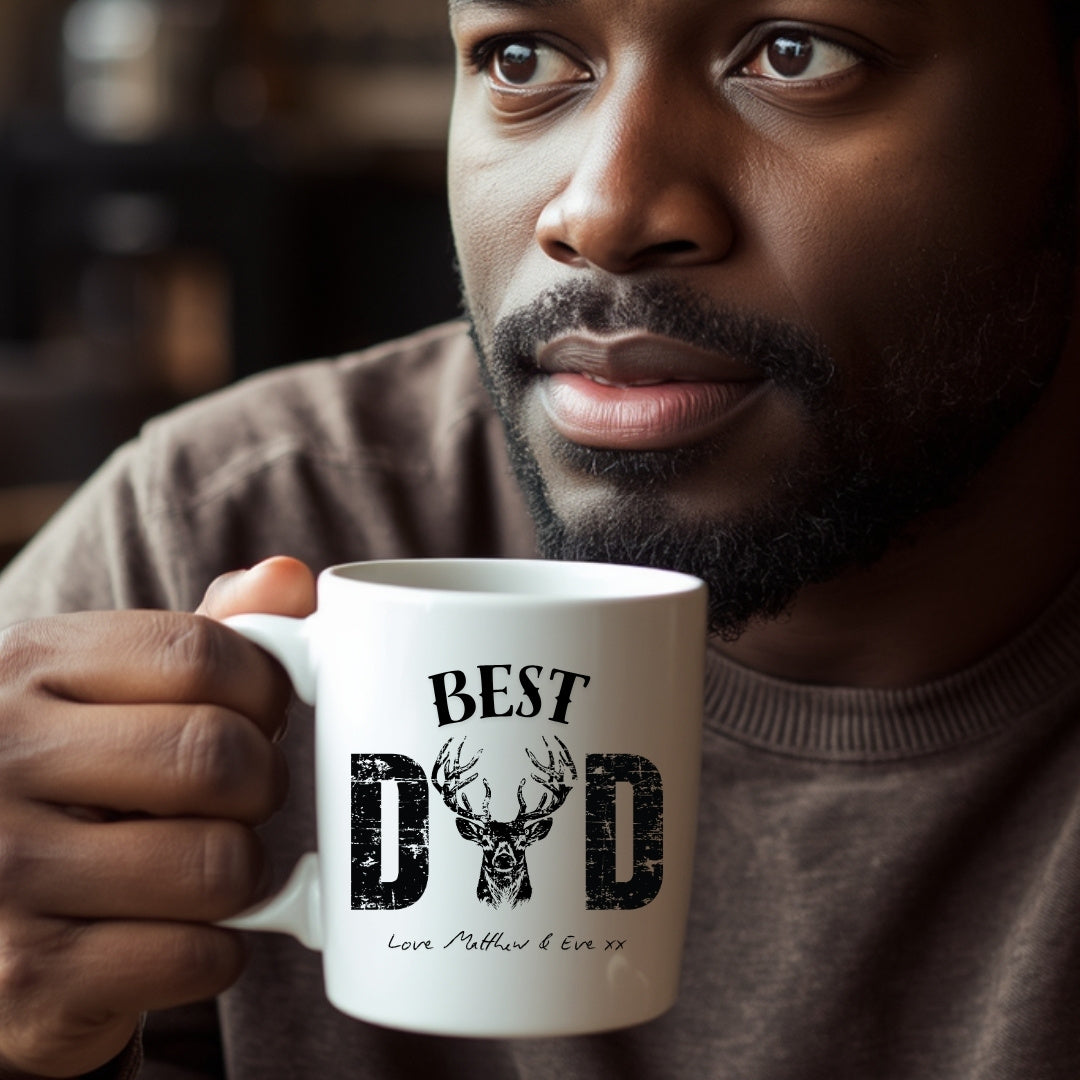 Personalised Best Dad Stag Mug – Father's Day Gift