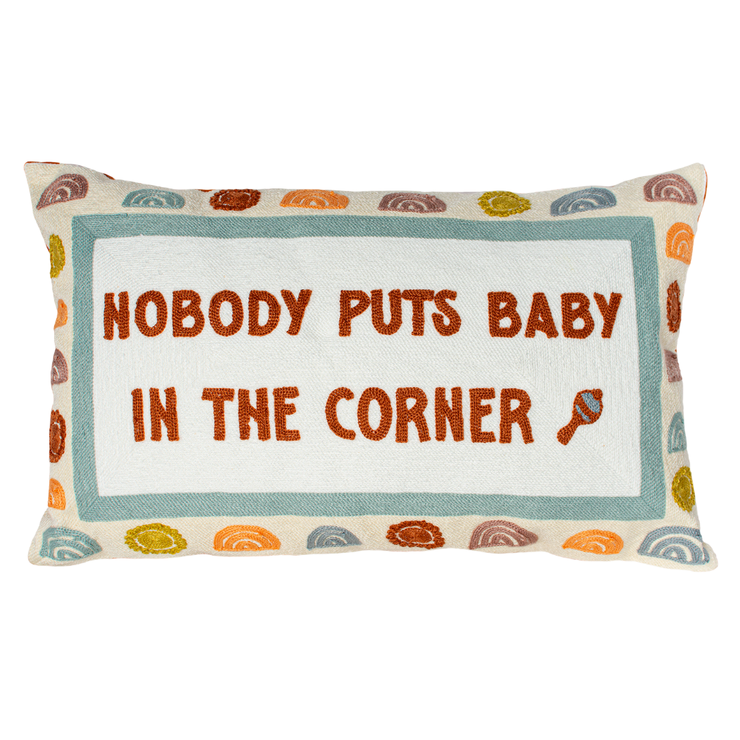 Nobody Puts Baby In The Corner Needlepoint Cushion – 45cm