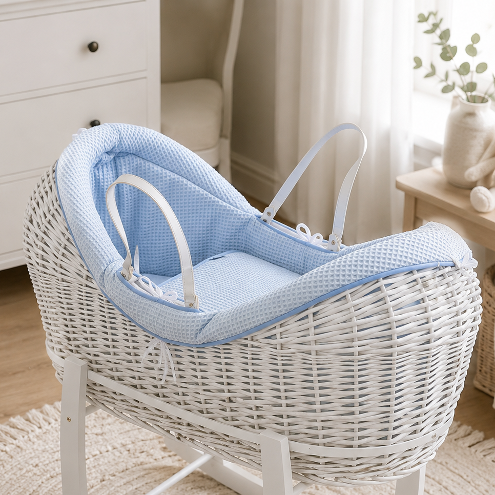 Wicker Deluxe Pod Moses Basket – Newborn Basket, No Stand