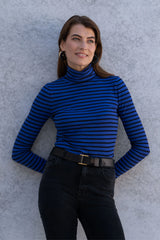 Women's Striped Cotton Roll Neck – Long Sleeve, Seven Colours, UK 8-16