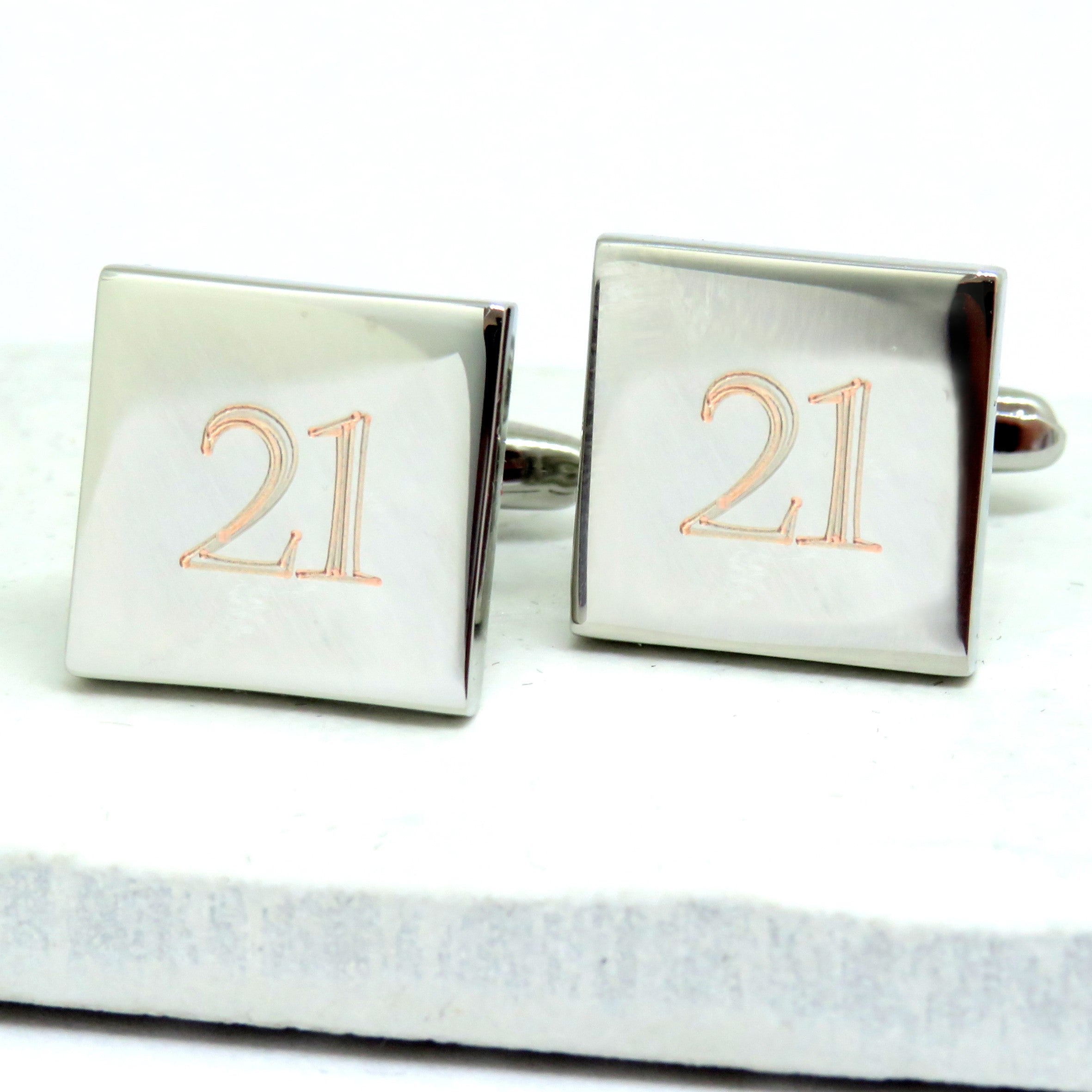 Personalised Cufflinks with Name & Date – Engraved, 18mm