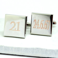 Personalised Cufflinks with Name & Date – Engraved, 18mm