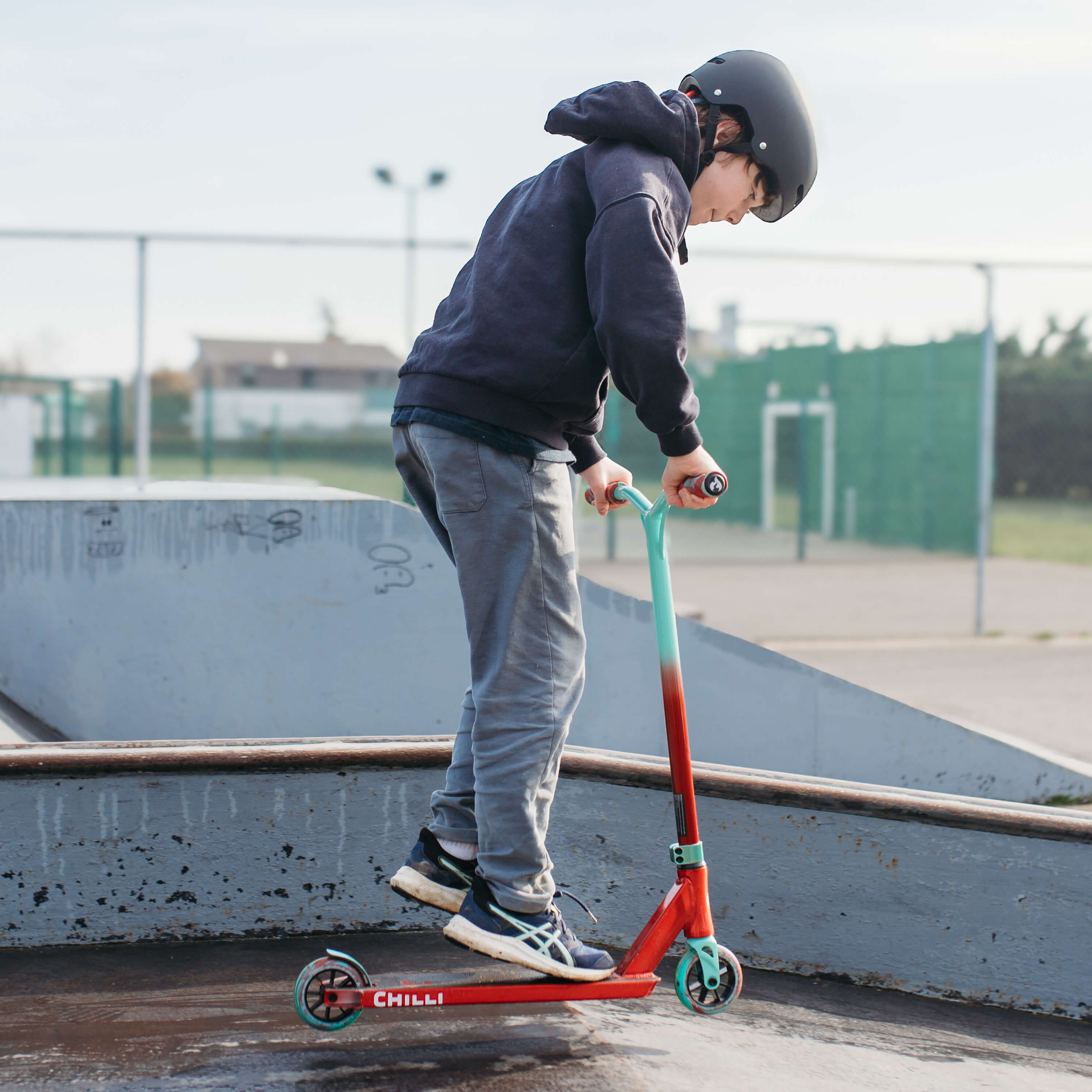 Chilli Base Jumpstart Stunt Scooter – Red/Teal, Ages 5–9