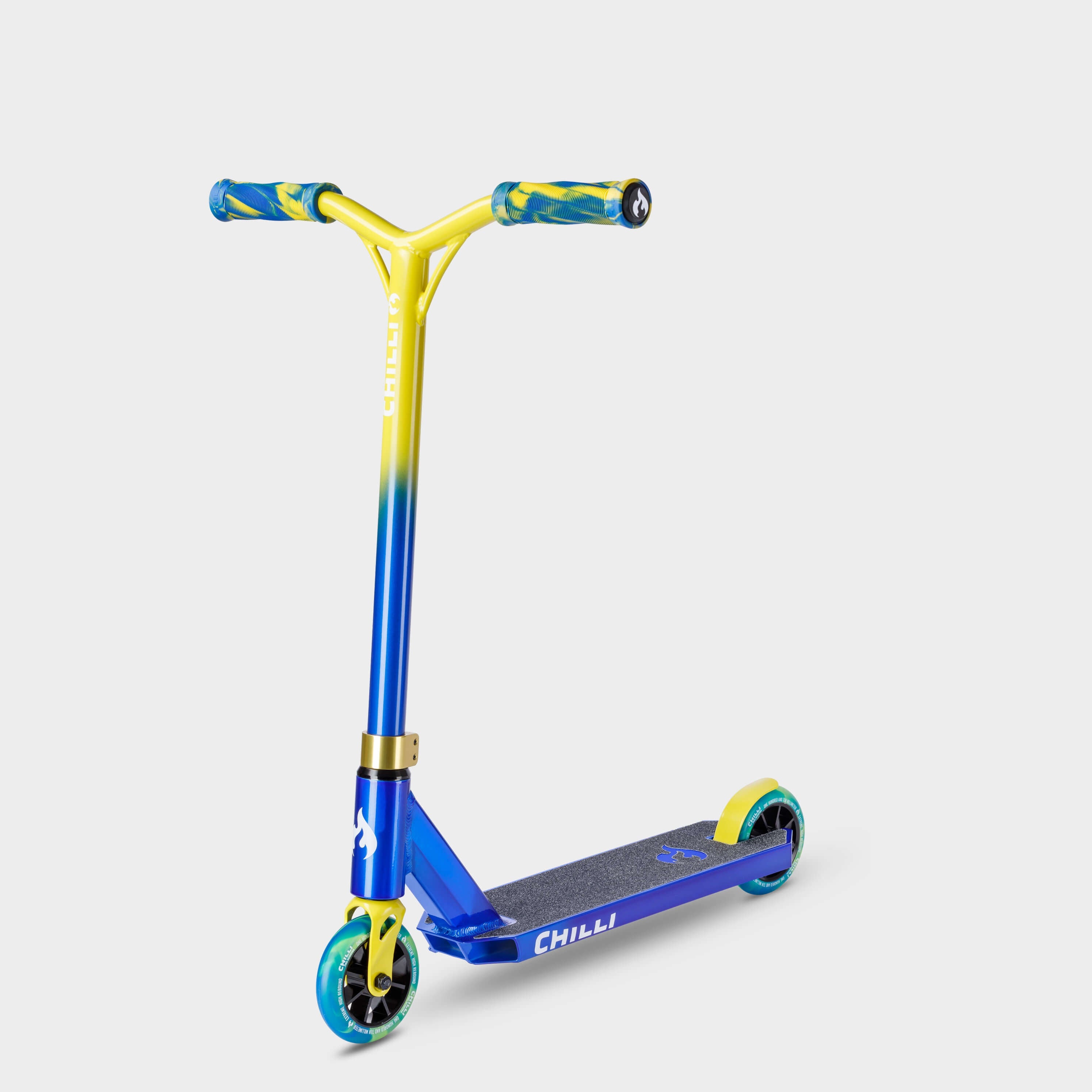 Chilli Base S Jumpstart Stunt Scooter – Blue/Yellow, Ages 5–9, 3.2kg