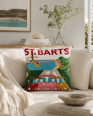 St. Barts Tropical Needlepoint Cushion – Island Design, 45cm