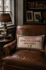 When Life Gives You Lemons, Add Vodka Cushion – 45cm, Green Velvet