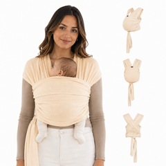 Organic Baby Wrap Carrier – Cream, Newborn Stretchy Sling