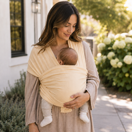Organic Baby Wrap Carrier – Cream, Newborn Stretchy Sling
