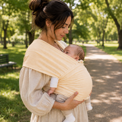 Organic Baby Wrap Carrier – Cream, Newborn Stretchy Sling