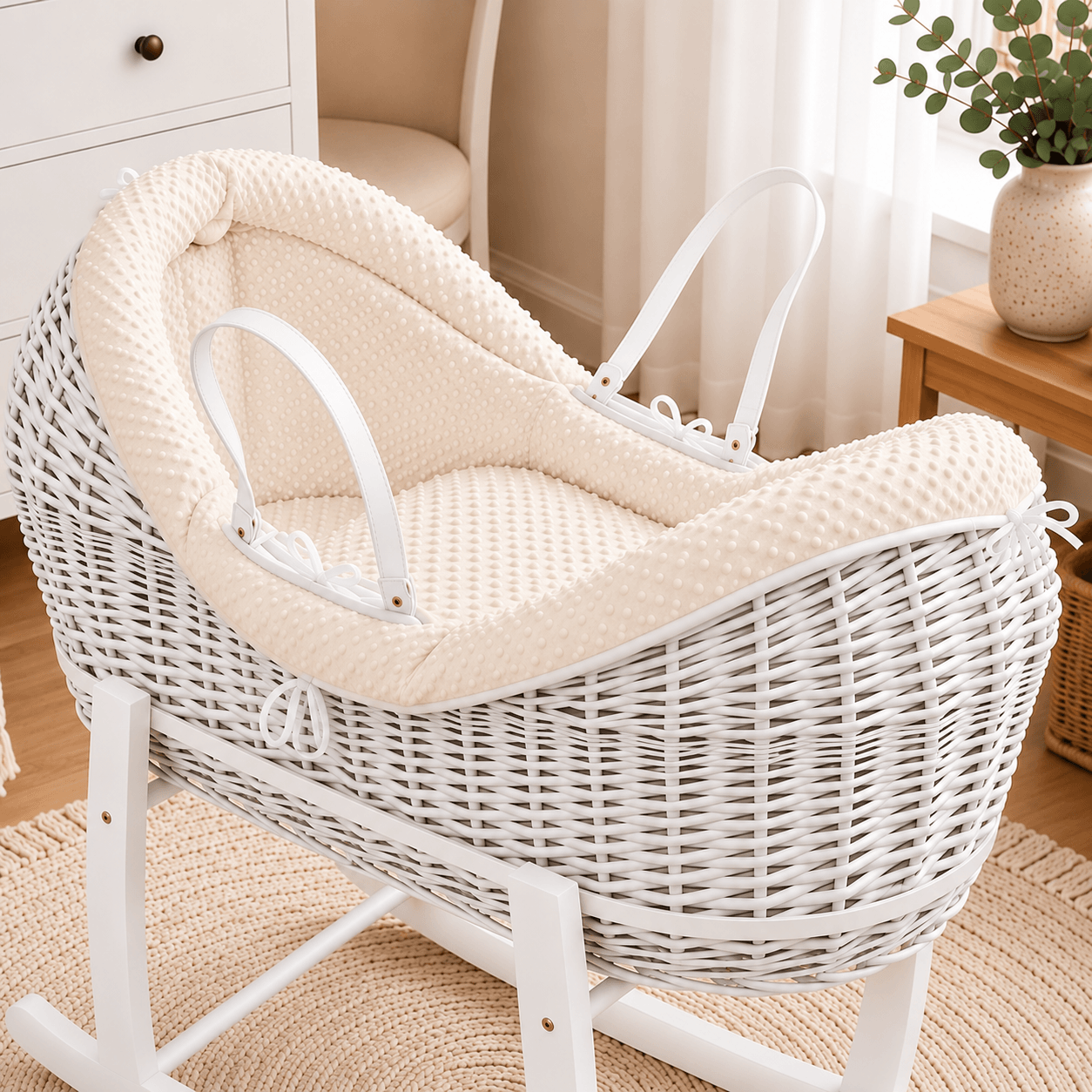 Wicker Deluxe Pod Moses Basket with Stand – Newborn Basket