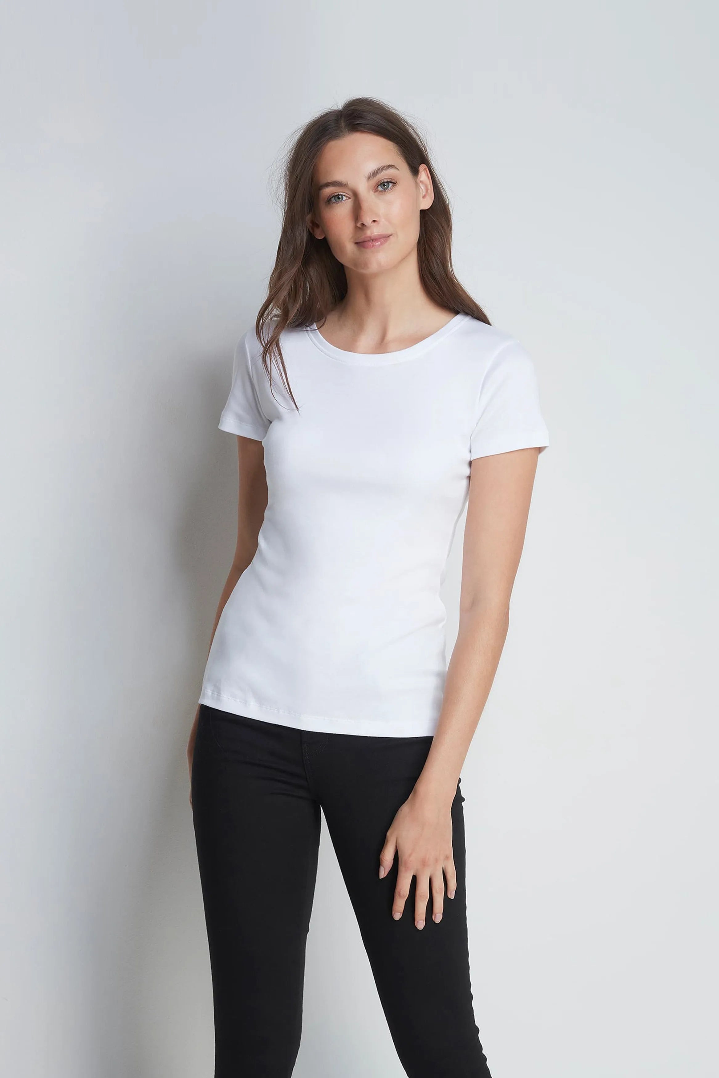 Women's Crew Neck T-Shirt – Cotton Modal, UK 8-18, Made in Portugal
