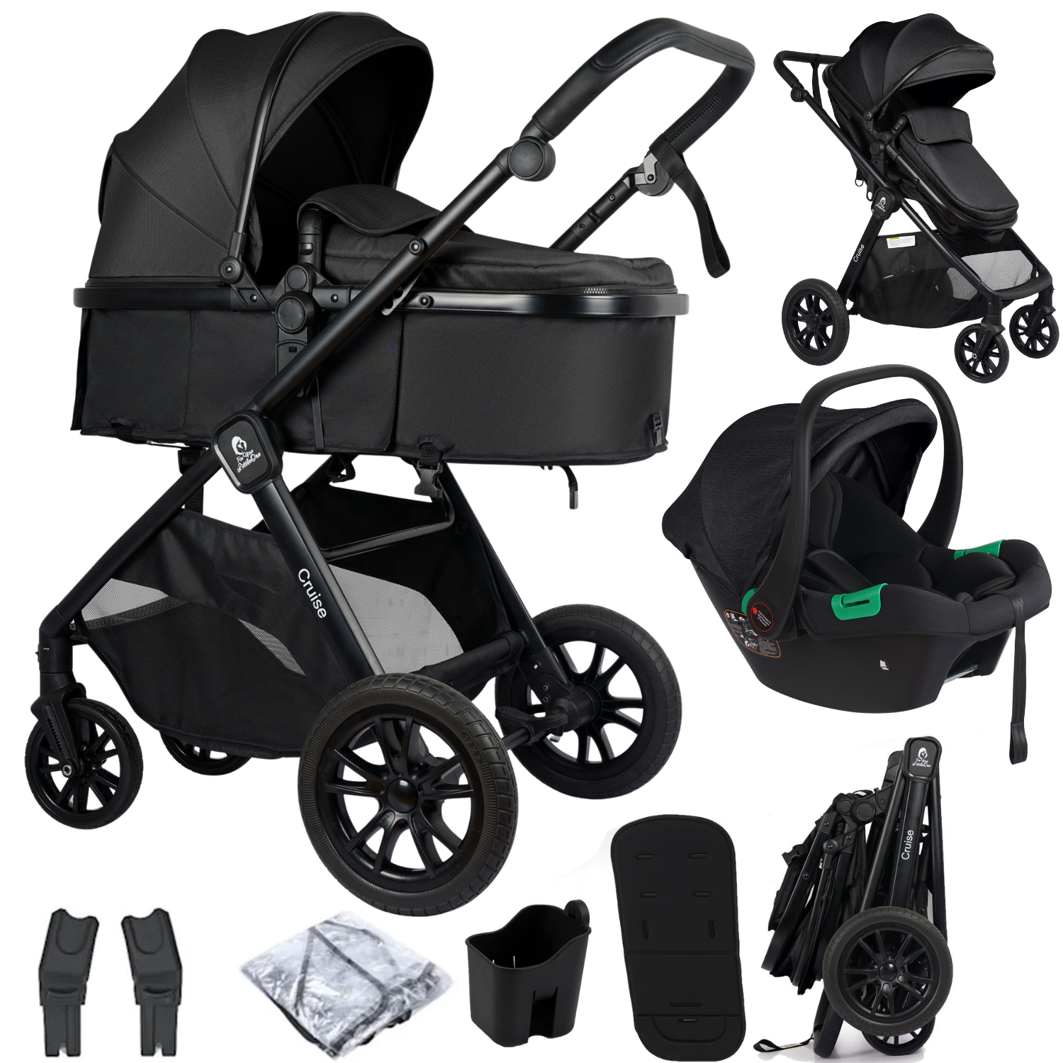Cruise 3-in-1 Travel System with Car Seat – Eclipse Black, Birth to 4 Years
