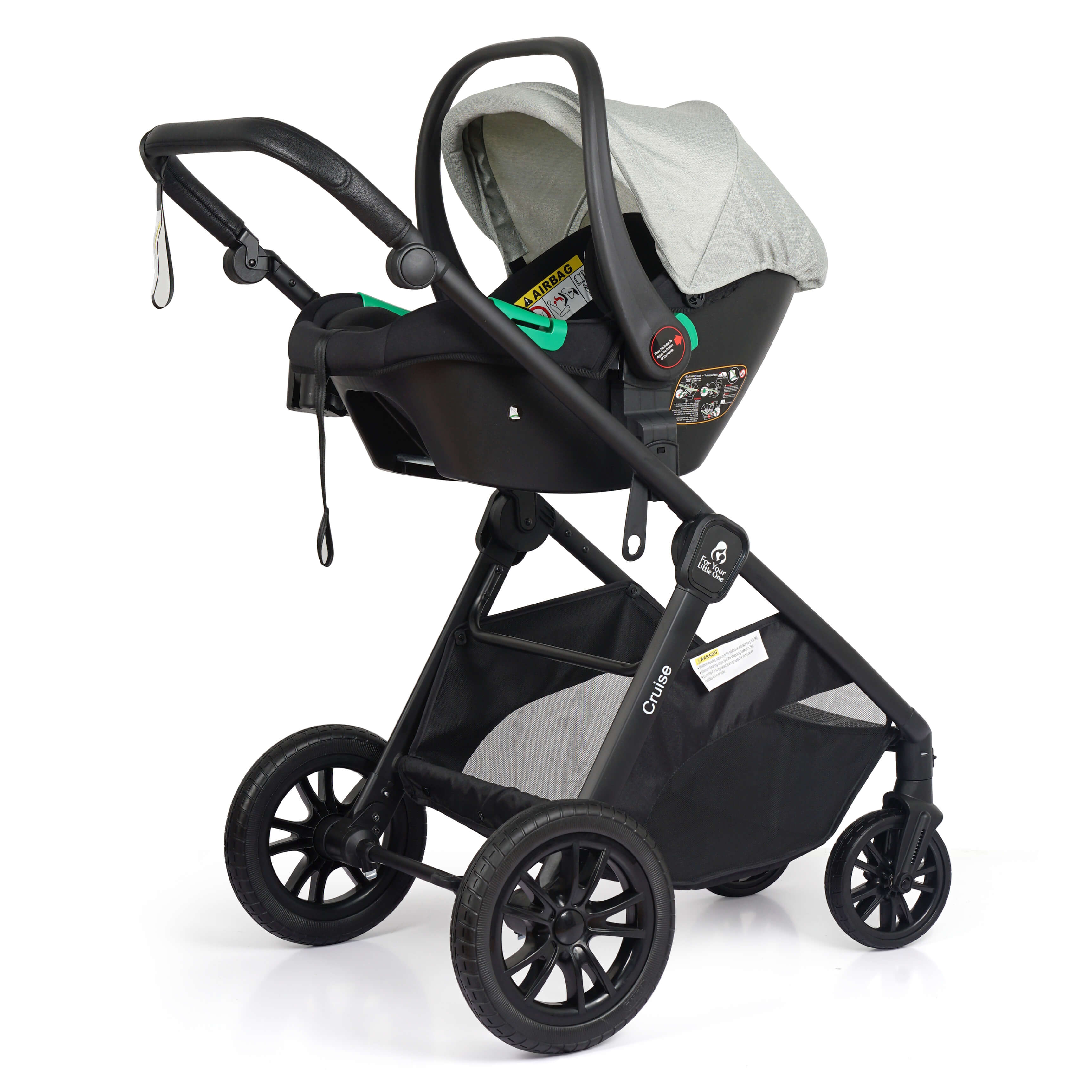 Cruise 3-in-1 Travel System with ISOFIX Base – Pebble Sage, Birth to 4 Years