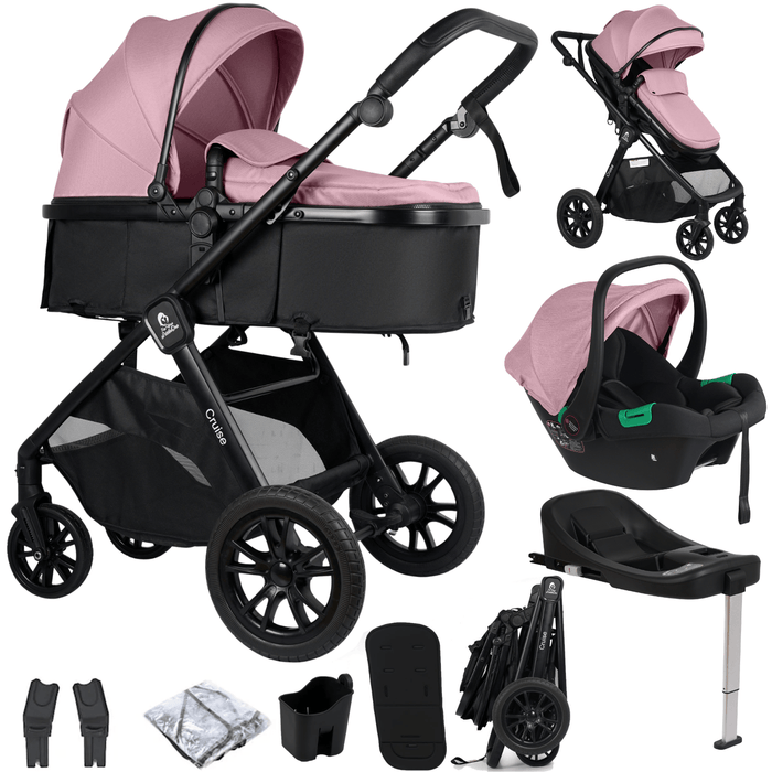 Cruise 3-in-1 Travel System with ISOFIX Base, Blush Rose, Birth to 4 Years