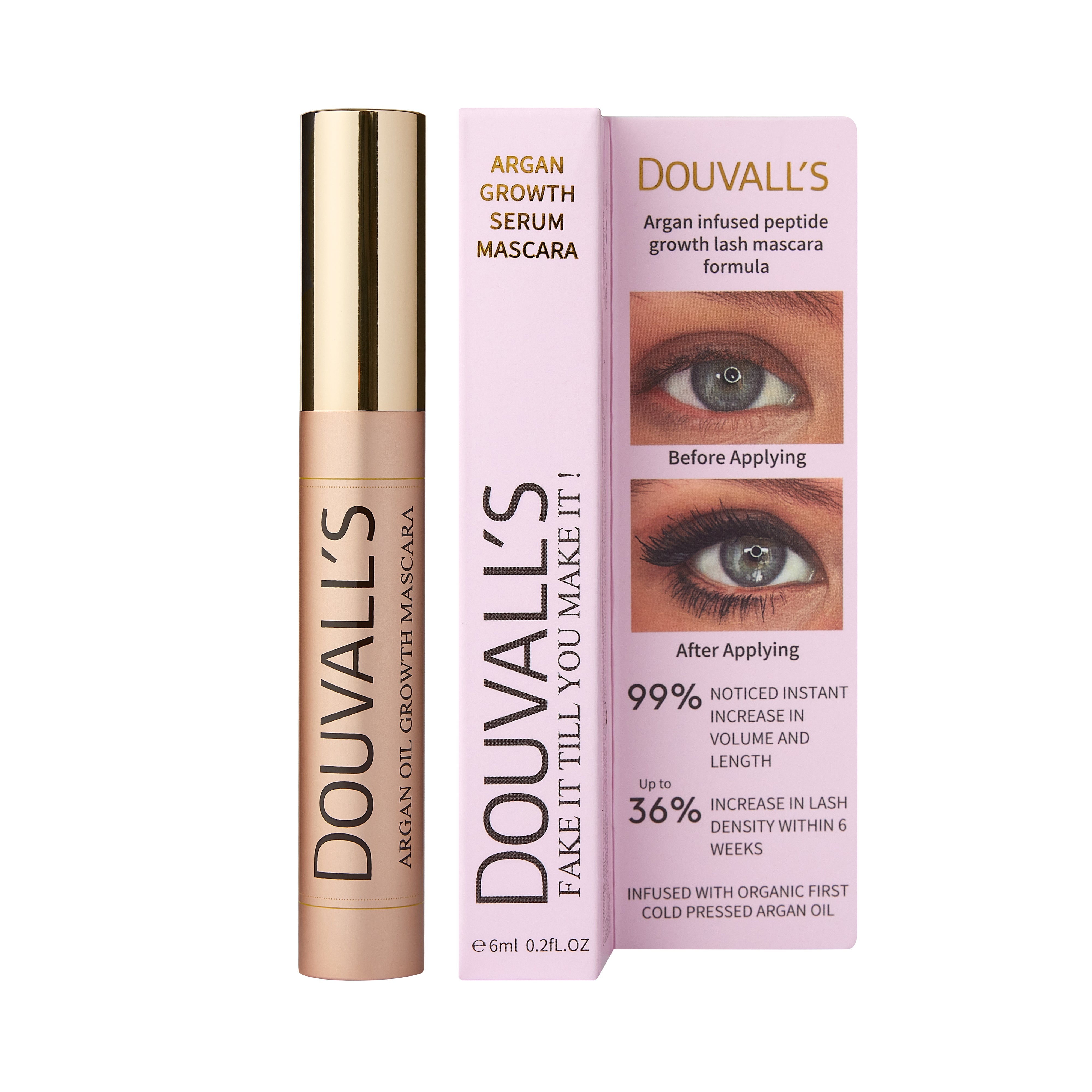 Argan Peptide Mascara 6ml – Blackest Black, Clump Free, 24 Hour Wear