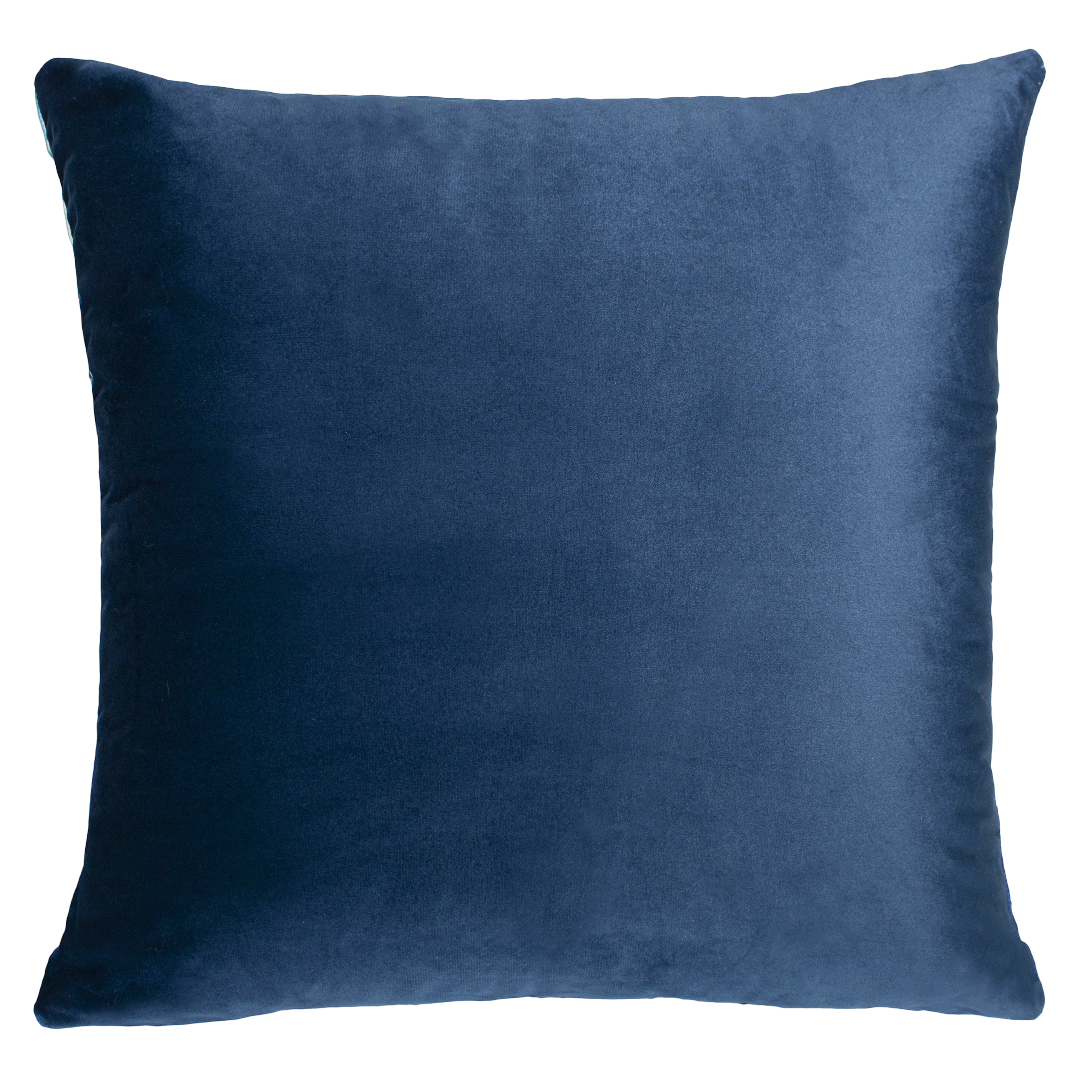 Mykonos Evil Eye Needlepoint Cushion – 45cm, Navy Velvet Back
