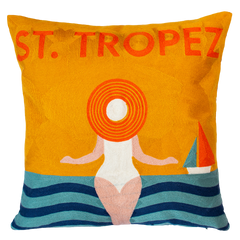 St. Tropez Palm Needlepoint Cushion – Riviera Design, 45cm
