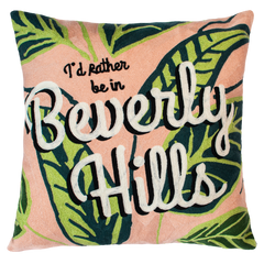Beverly Hills Palm Needlepoint Cushion – Pink & Green, 45cm