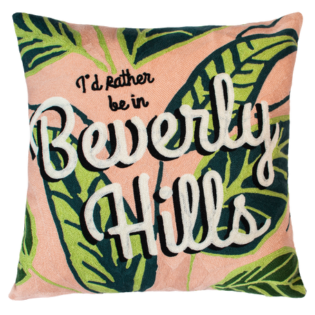 Beverly Hills Palm Needlepoint Cushion – Pink & Green, 45cm