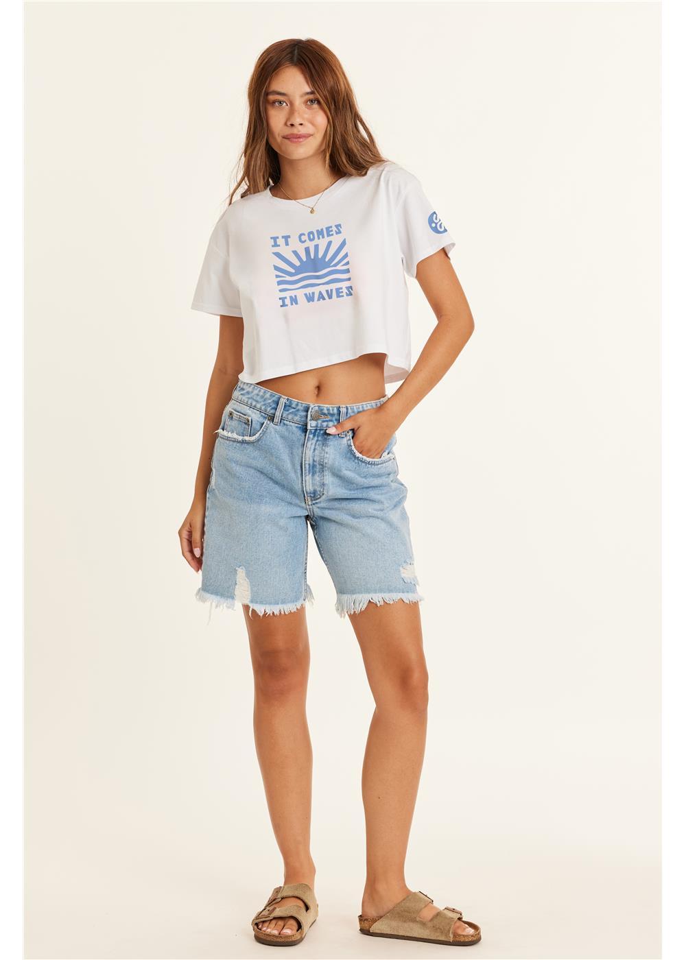 Sisstrevolution Women's The Cruiser Crop T-Shirt, Scenic Print
