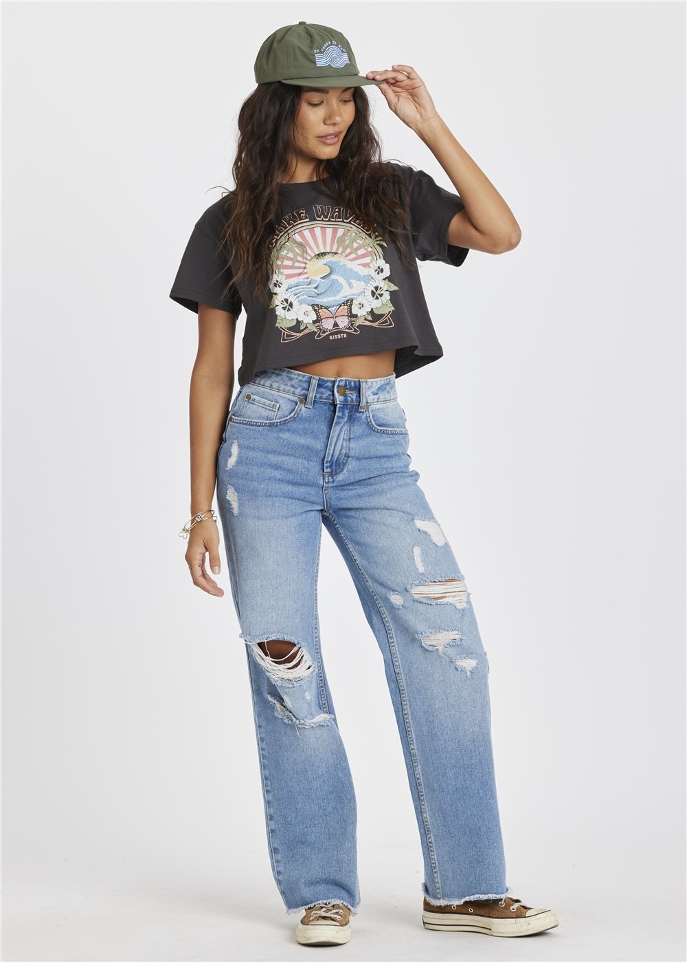 Sisstrevolution Women's The Cruiser Crop T-Shirt, Scenic Print