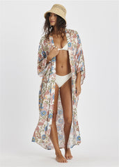 Dune Dancer Ankle-Length Kimono with Flared Sleeves