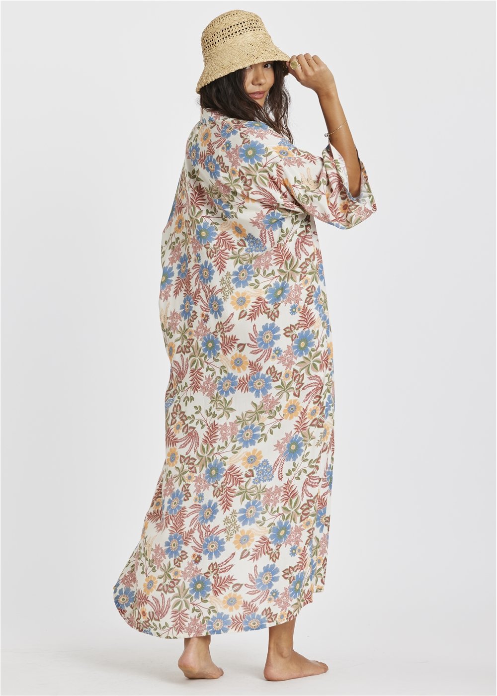 Dune Dancer Ankle-Length Kimono with Flared Sleeves